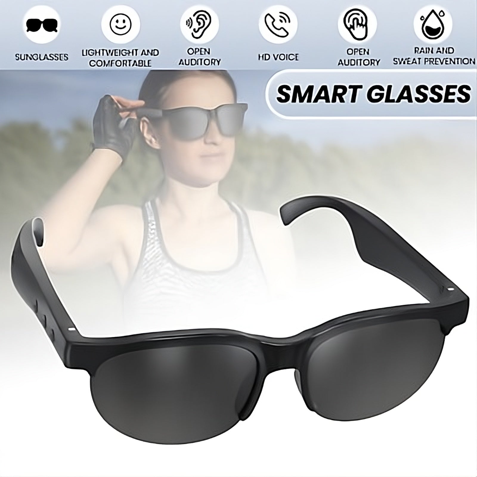 Smart Bluetooth Sun Glasses, Hands-Free Calls & Audio